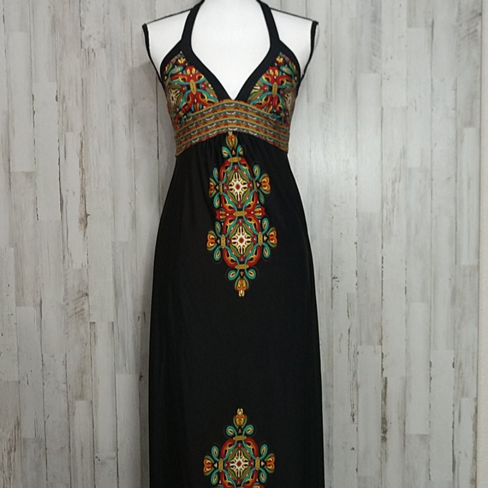 Wishes Wishes Wishes Black Halter Maxi Dre…